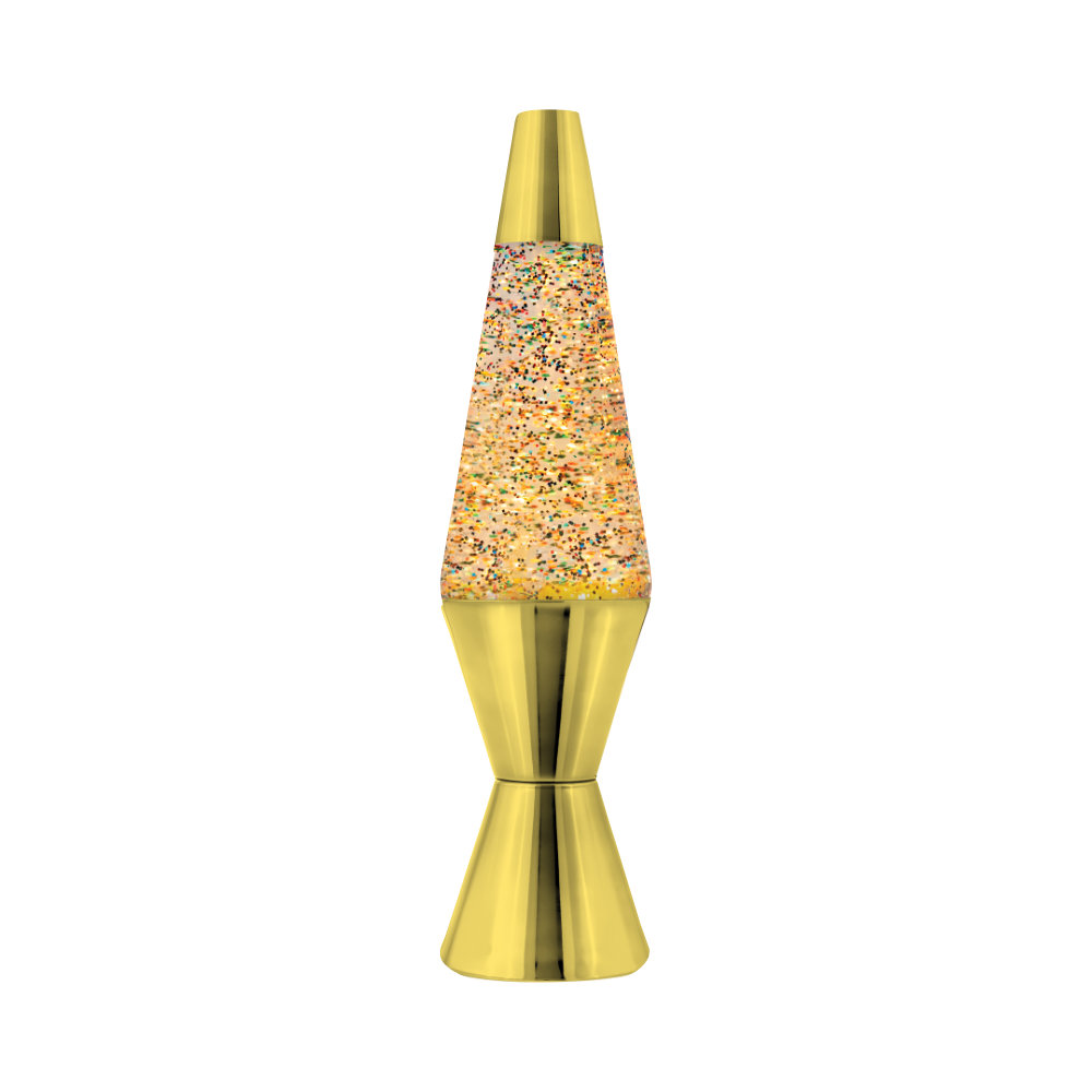 FAB-U-LISH-OUS The Original Lava Lamp GOLD w/ Rainbow Glitter 14.56"  WOOT!