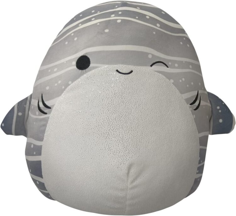 Squishmallows 14-Inch Sachie Grey Striped Whale Shark